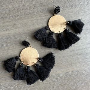 Black and Gold Tassel Earrings